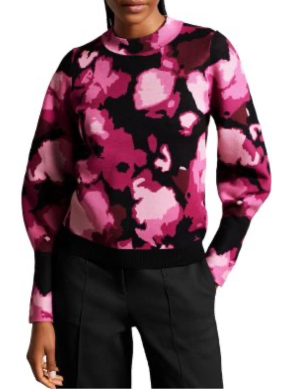 Ted Baker Crewneck Abstract Floral Marsiia Jacquard Pink Sweater M